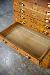 Antique apothecary Map Cabinet Flat File Wood drawer Brass Pulls industrial VTG
