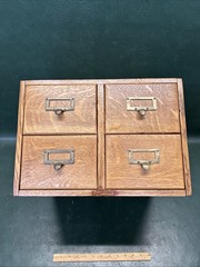 Antique Wagemaker Dovetailed Quarter Sawn Oak 4 Drawer Library Card Cabinet