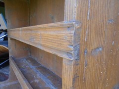 ANTIQUE PRIMITIVE GRAIN PAINTED OPEN TOP STEPBACK CUPBOARD