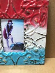 VTG 11″ Sq. Photo 4×6 Tin Ceiling Metal Decorative Picture Frame Old 658-26B