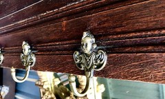 Antique Carved Walnut Hunt Hutch Wall Shelf Cupboard or Coat Rack 48×32″