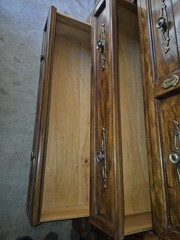 Drexel Vintage Oak China Cabinet Glass Doors Drawers Lighting 61x88x17in