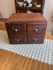 Antique Tiger Oak 4-Drawer 3″ x 5″ Card Catalog Library File Cabinet