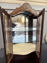 67340 Louis XV Inlaid Curio Cabinet with Bronze Ormalu