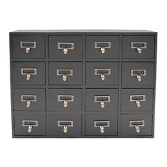 16 Drawers Vintage Tabletop Library Card Catalog Cabinet Apothecary Storage Box