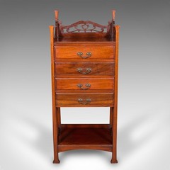 Antique Fall Front Music Cabinet, English, Art Nouveau, Victorian, After Liberty
