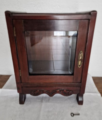 19th RARE Antique French Wood Carved Furniture Cabinet Walnut Oak Glass