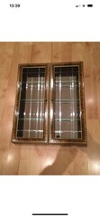 Great Antique Wall Hang Hung Glass Shelf Cupboard Gold Outline Glass Background