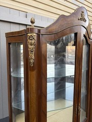 67340 Louis XV Inlaid Curio Cabinet with Bronze Ormalu