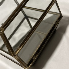 Brass Glass Casket Curio Box Two Sections – Missing Latch