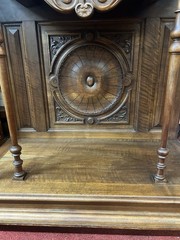 Antique French Henri II Carved Walnut Wine Liquor Display Hall Cabinet 70″H