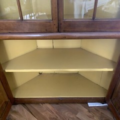 ATQ 1901 Hand Carved Solid Cherry Wood 16 Pane Corner Display Cabinet 50”L 85”H
