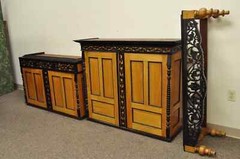 Ceylonese British Colonial Style Satinwood Ebony Mahogany Hutch Cupboard Cabinet