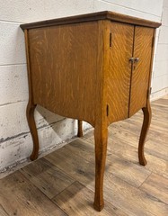 Antique Quarter Sawn Tiger Oak Music Cabinet Record Cabinet Side Table