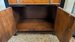 Vintage Century “Chin Hua” Nightstand – Burl Wood & Black Lacquer