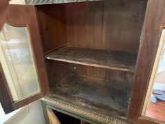 ANGLO INDIAN Almirah Cabinet. Antique Hand-Carved cupboard with glass doors