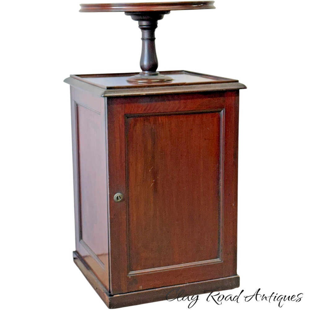 Antique bar waiter liquor cabinet wine cooler mahogany 1800s server rotates bar