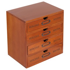 4PC Vintage Wooden Apothecary Cabinet 4 Drawer Card Catalog Desk Organizer Brown