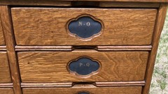 Antique Arts Crafts Tiger Oak 12 Drawer Wood File Cabinet Apothecary Hall Table