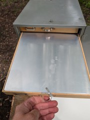Antique Industrial Enclosed Slide File Cabinet Wooden Drawers Countertop