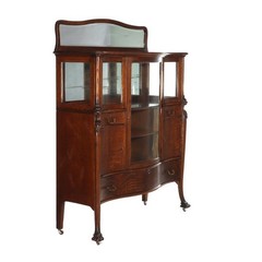 RJ Horner (attr.) Figural Oak Server, Griffins & Full Serpentine Glass