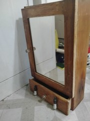 Antique Art Deco Wooden Mirror Cabinet Drawer primitive Apothecary Farmhouse