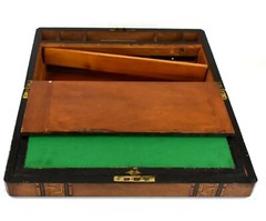 English Travel desk, in exotic wood, rosewood and with inlays, early 19th centur