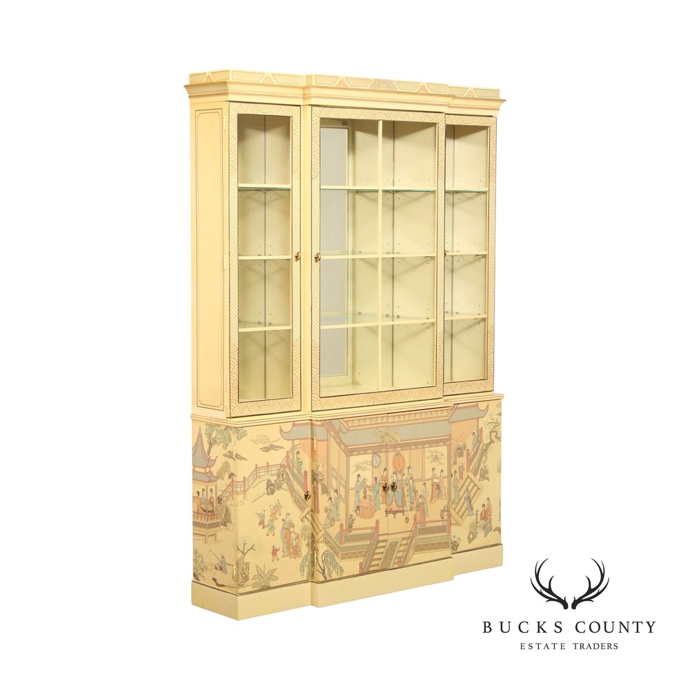 Drexel ‘Et Cetera’ Chinoiserie Decorated Breakfront China Cabinet
