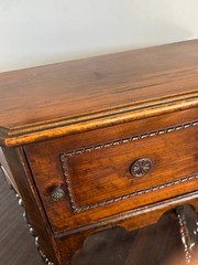 Antique 20s Jacobean Revival Gothic Copper Lined Wood Humidor Cabinet Side Table