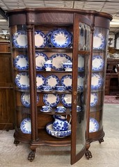 Exceptional American Antique Quartersawn Oak China Curio Cabinet Bookcase 1880