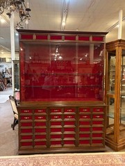 Custom Vintage Mid-Century Modern Mahogany Glass Front Hutch