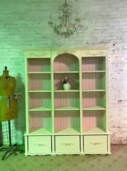 Painted Cottage Shabby Chic French Bookcase / China Hand Made Display Cabinet