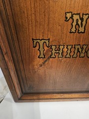 Vintage Wooden Wall Shelf Curio Cabinet “SPICES ‘N THINGS” Print Signed By Maker