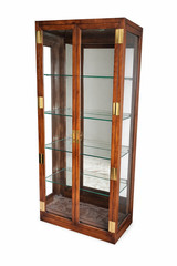 Henredon Scene One Campaign Curio Cabinet Brass Glass Display Case 82”