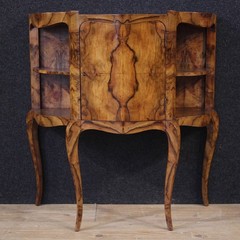 Small sideboard in burl walnut wood furniture cabinet 1 door 20th century