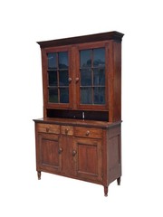 antique sheraton dutch cupboard step back cabinet 2pc softwood country farm