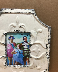 VTG 11×13 Shabby Decorative 4×6 Tin Ceiling White Picture Frame Old 387-26B
