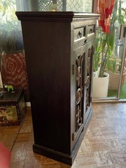 Vintage Wood and Iron Wine Cabinet / Buffet Storage Cabinet