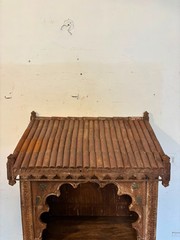Vintage Wooden Temple Cabinet | Hand Carved Indian Shrine Cabinet | Rustic Pooja