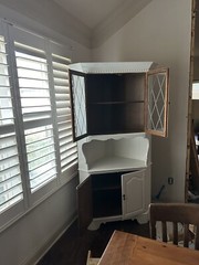Ethan Allen China Cabinet Corner Hutch Vintage Farmhouse Shabby Chic White