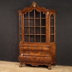 Dutch vitrine display cabinet bookcase furniture wood antique style 20th cent