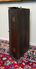 Antique English Corner Cabinet Carved Oak Hanging Wall Cabinet Storage 19C