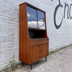 Petite Mid Century Walnut Hutch or Media Cabinet