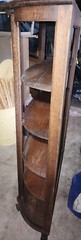Antique Oak Curio Cabinet Display Stand Shelf No Glass Bow Curved Front Barber
