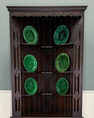 Antique English Jacobean Corner Cabinet Barley Twist Legs Oak Key TALL 1920s