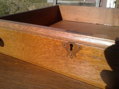 Antique Corticelli Silk Thread Counter Top Cabinet Quarter Sawn Oak with Mirror