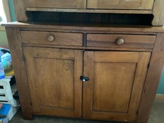 Antique Pine Hutch Cupboard Primitive Cabinet 85 x 48 Two Pieces