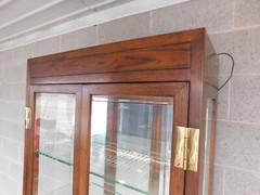 Henredon Scene One Campaign Style Light 2 Pc Curio Cabinet 82″h X 32″w “B”