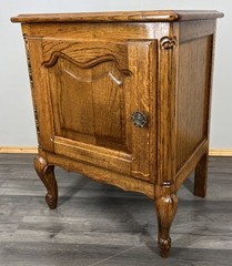 French Vintage Oak Bedside Tables Pair Cupboards Cabinets Louis XVI LOT 3956