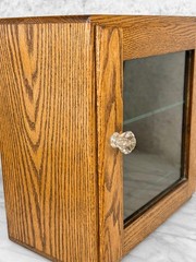 Antique Traditional Oak Doctor’s Apothecary Glass Front Cabinet